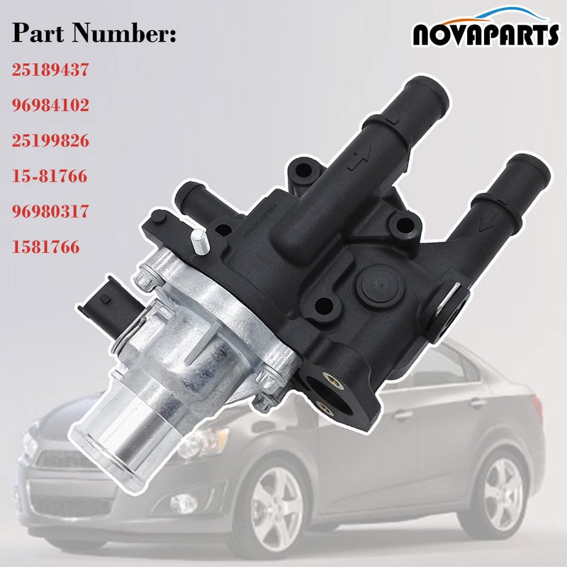 NOVAPARTS 25189437 Engine Coolant Thermostat Housing Assembly Water Outlet for 2009 2010 2011 Chevy Chevrolet Aveo, 2009 10 11 Aveo5, 2009 Pontiac G3 G3 Wave 1.6L 96984102 15-81766 25199826 - Image 3